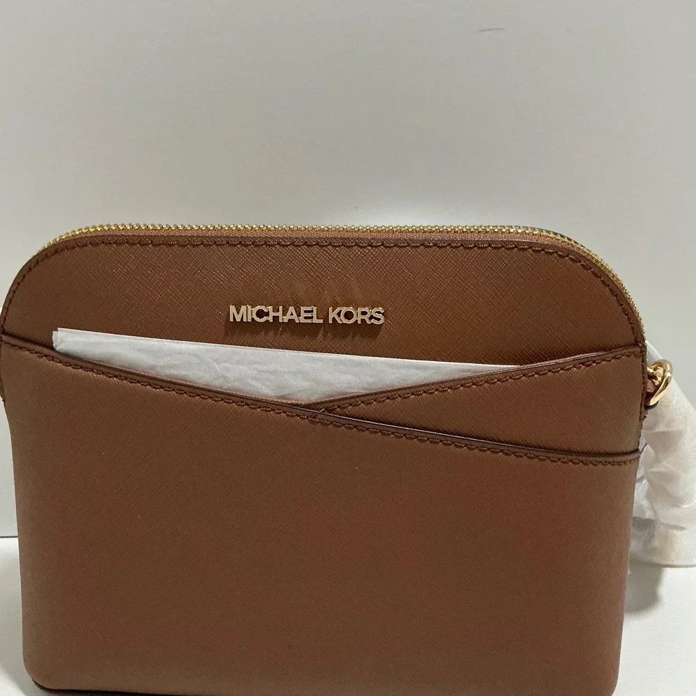 Michael Kors Jet Set Large EW Crossbody Bag Luggage Brown Saffiano Leather NEW